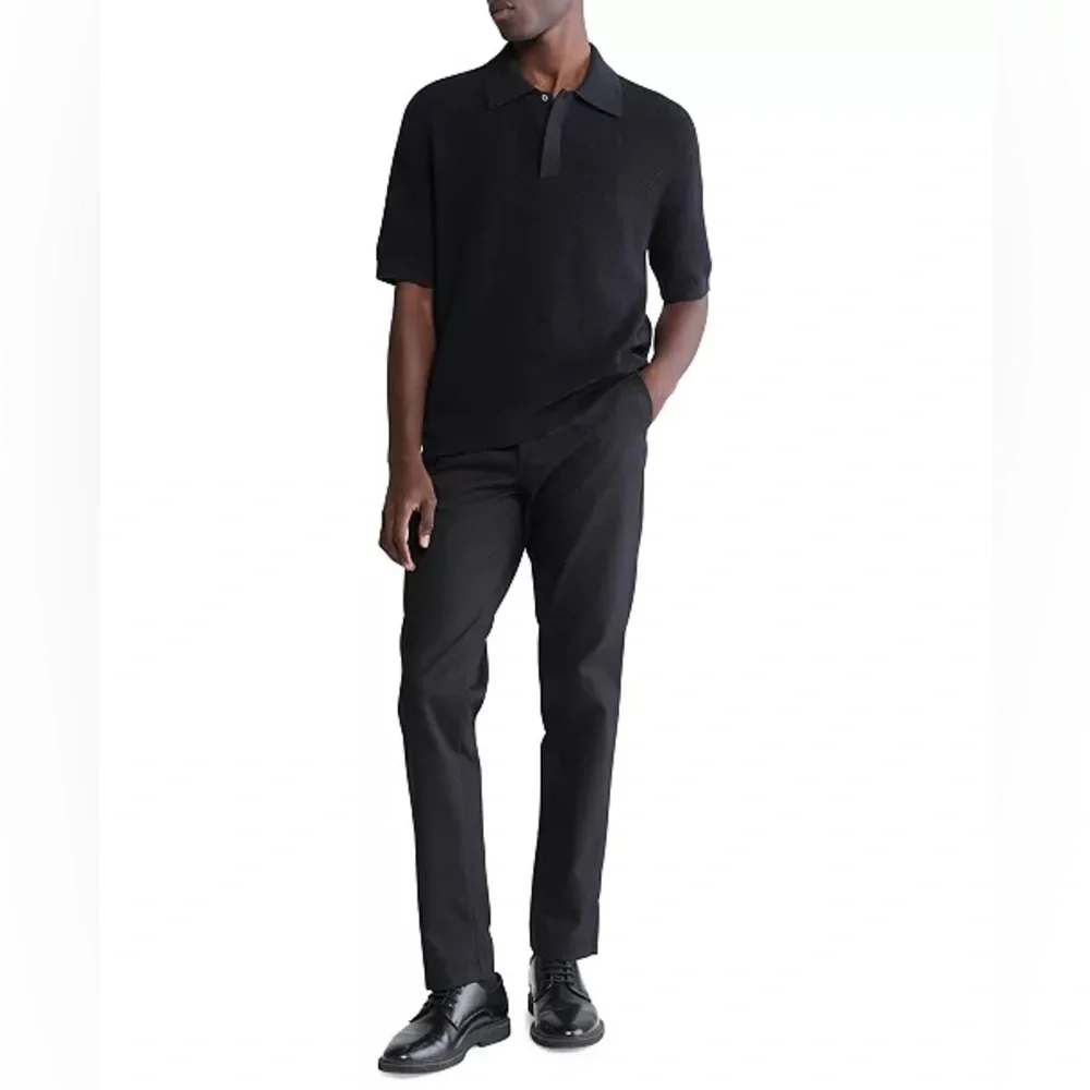 Calvin Klein Men's Waffle-Knit Polo Shirt - Picture 4 of 7